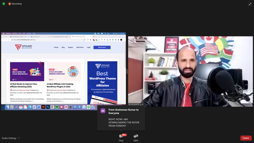 Connecting with Affiliate Booster Kulwant Nagi.