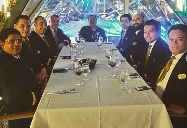 Cruise-line-team-dinners-are-fairly-regular.